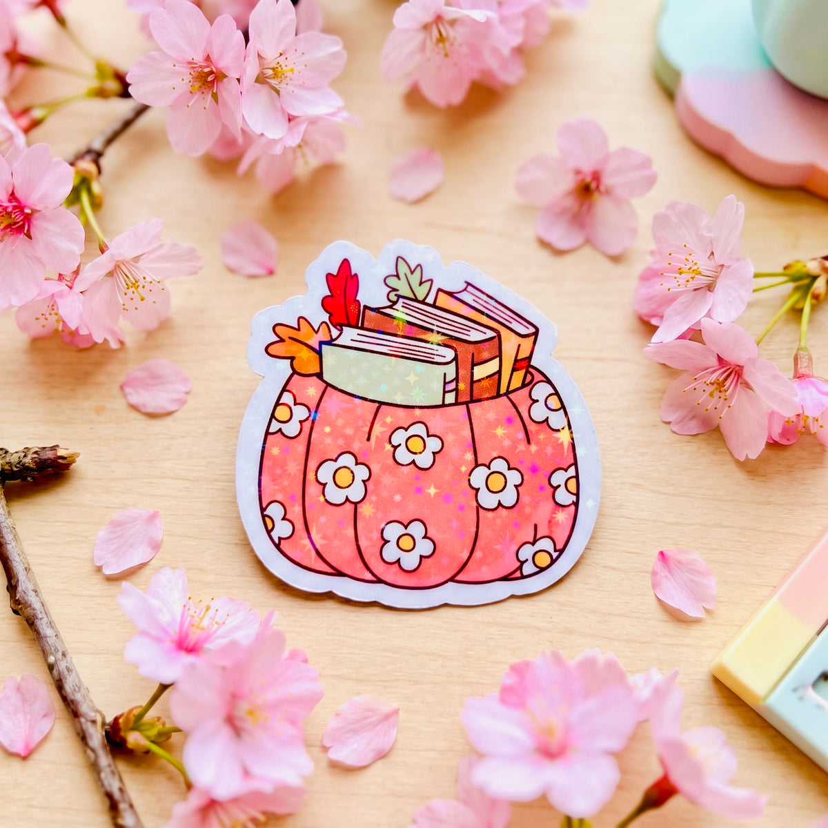 Pink Pumpkin Books Kawaii 2.5-Inch Cute Collectible Magnet | Aesthetic Refrigerator & Locker Magnet |  Gift Shop Souvenir