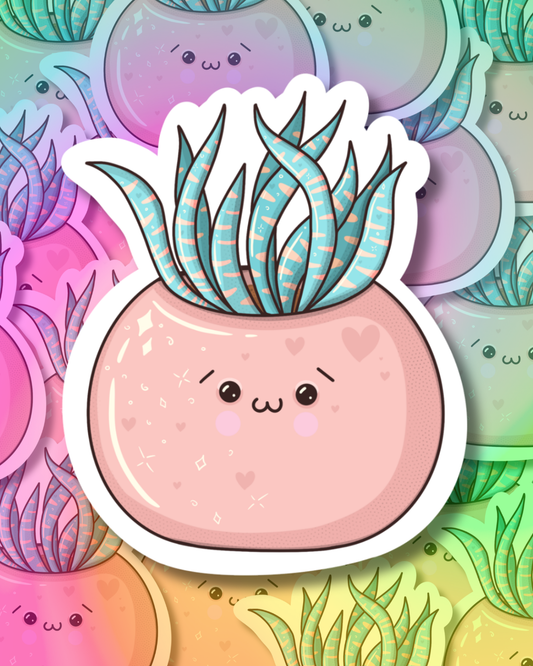 Pink Succulent Vinyl Sticker