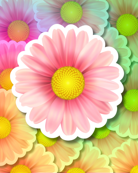 Pink Daisy Vinyl Sticker