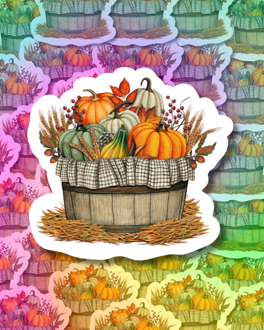 Pumpkin Basket Vinyl Sticker