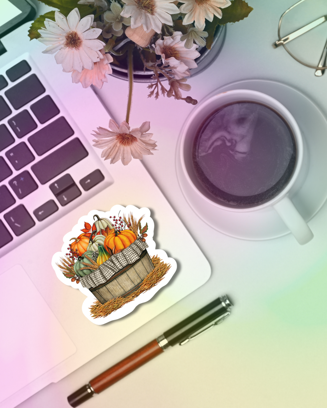 Pumpkin Basket Vinyl Sticker