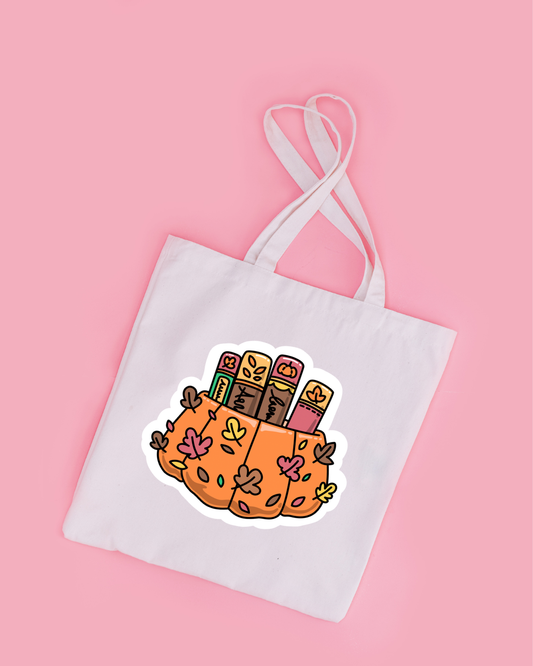 Pumpkin Books Tote Bag Aesthetic Kawaii Gift Floral Print Handbag