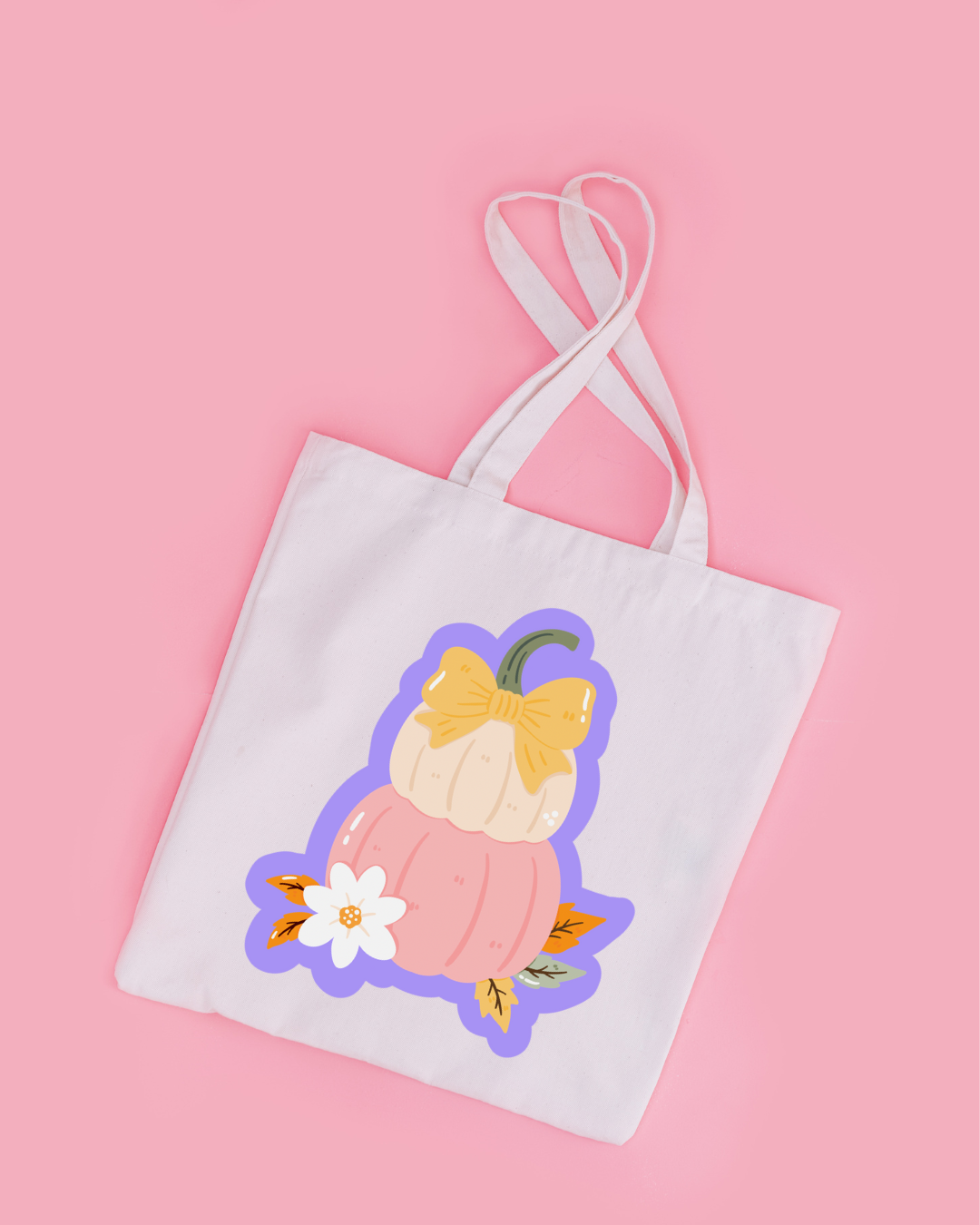 Pumpkin Bow Tote Bag Aesthetic Kawaii Gift Floral Print Handbag