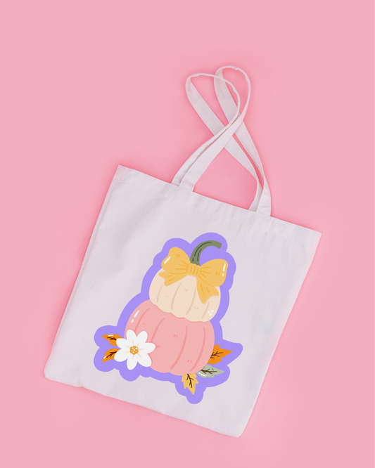 Pumpkin Bow Tote Bag Aesthetic Kawaii Gift Floral Print Handbag