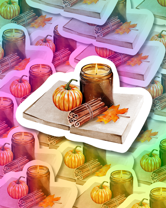 Pumpkin & Candles Vinyl Sticker