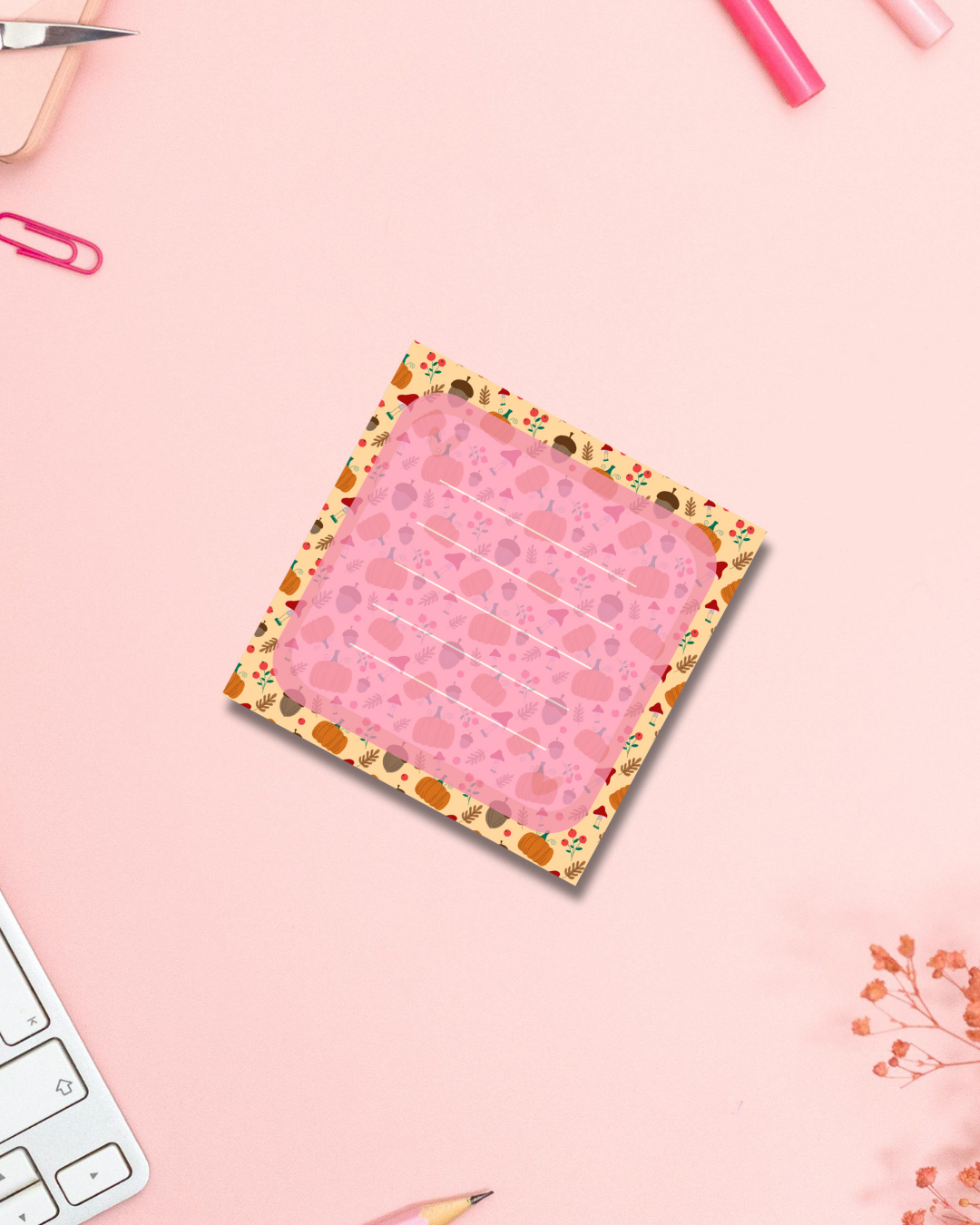 Pumpkin & Nuts Notepad Kawaii Art Aesthetic Cute Gift