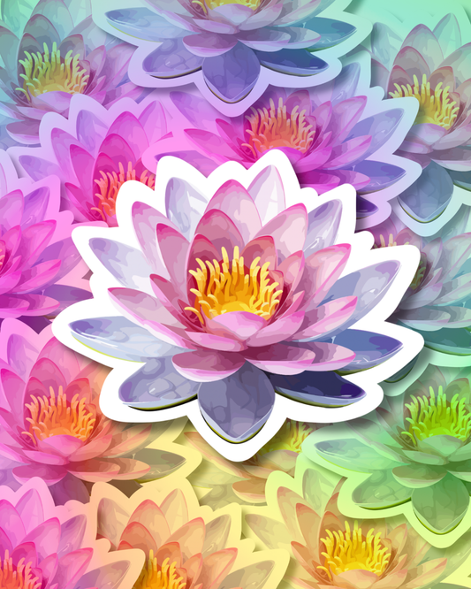 Pink-Fushia Lotus Vinyl Sticker