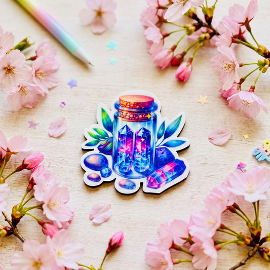 Purple Crystals Kawaii 2.5-Inch Cute Collectible Magnet | Aesthetic Refrigerator & Locker Magnet | Gift Shop Souvenir