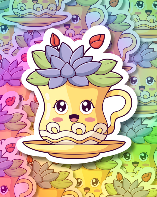 Purple Flower Mug Vinyl Sticker