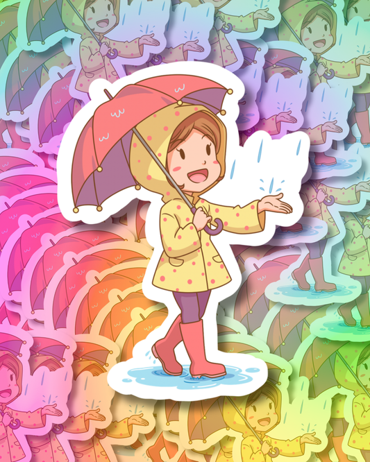 Rain Girl Vinyl Sticker