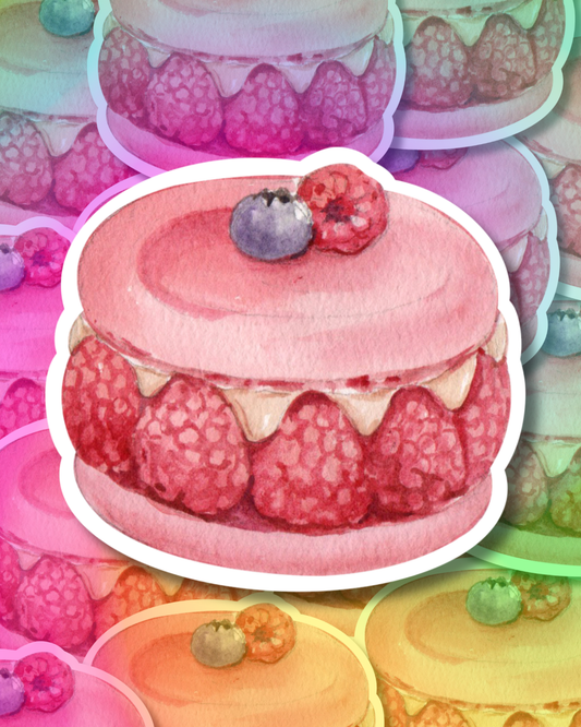 Raspberry Macaron Vinyl Sticker