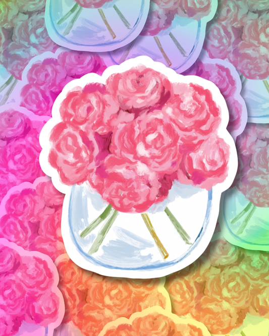 Red Roses Vinyl Sticker