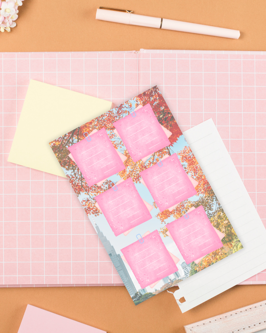 Red Sakura Big Notepad Aesthetic Cute Stationery Gift