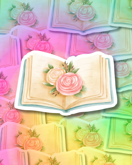 Rose Book Vinyl Sticker