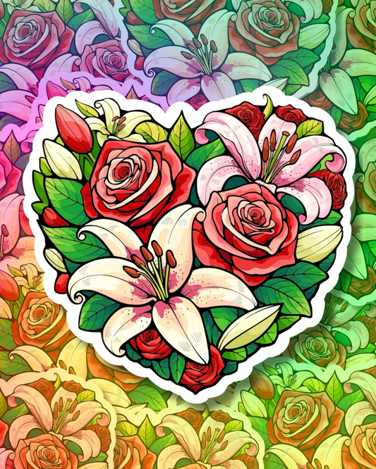 Rose Love Bouquet Vinyl Sticker