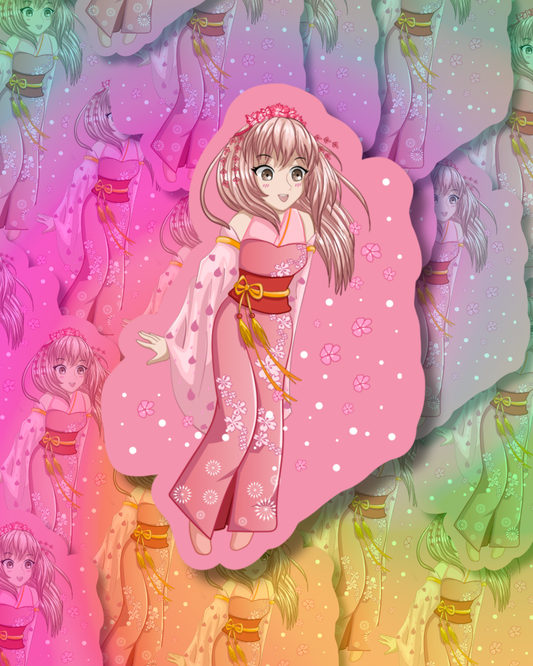 Sakura Girl Vinyl Sticker