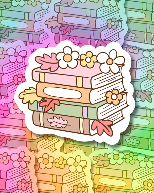 Season Transition Book Stack Vinyl Sticker