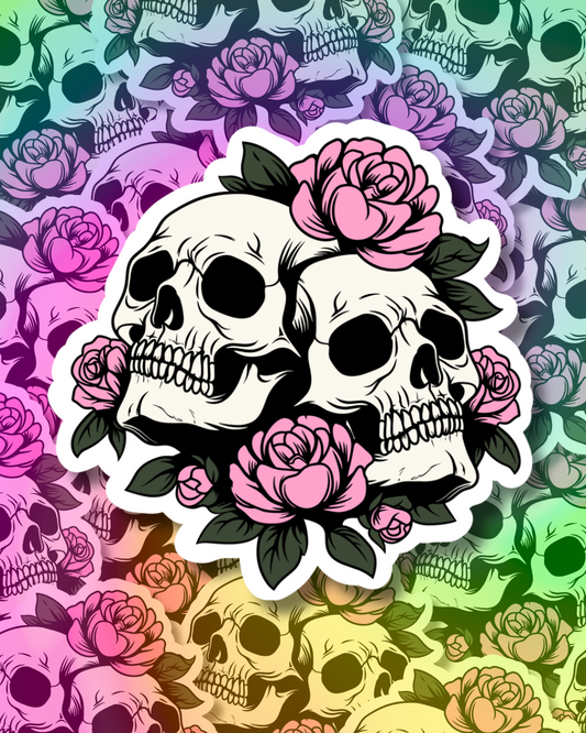 Skull of Roses Vinyl Sticker
