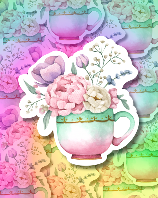 Slushy Cup of Flowers Vinyl Sticker