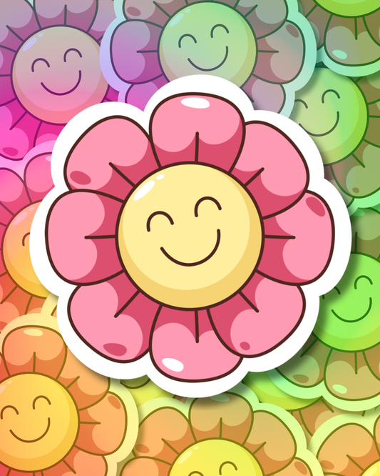 Smiley Daisy Vinyl Sticker