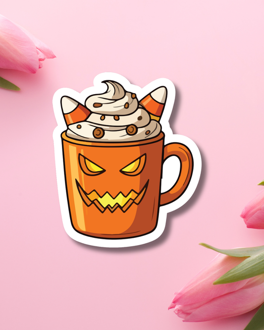 Candy Corn Latte Vinyl Sticker