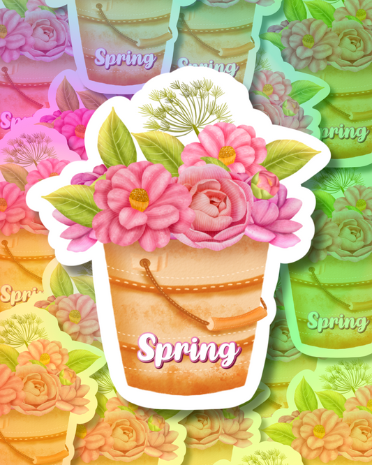 Spring Bucket Vinyl Sticker
