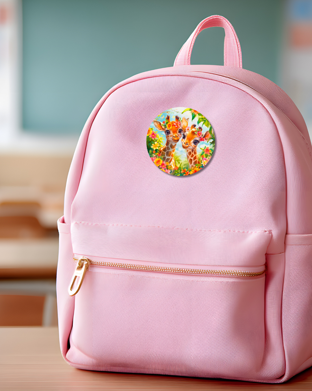 Spring Giraffes Button Pin