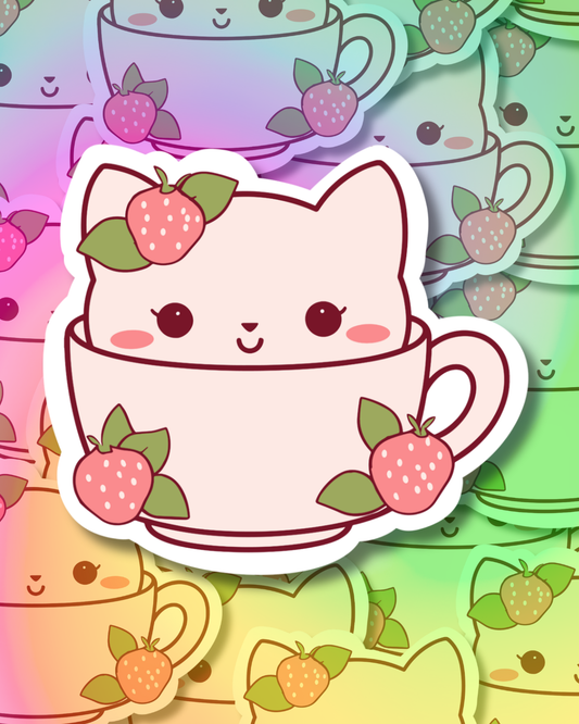 Strawberry Cat Vinyl Sticker
