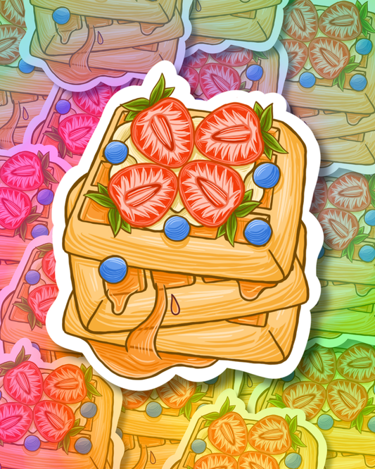 Strawberry Cream Waffles Vinyl Sticker