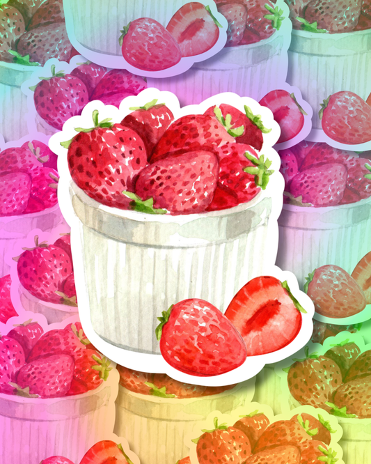 Strawberry Fancy Jar Vinyl Sticker