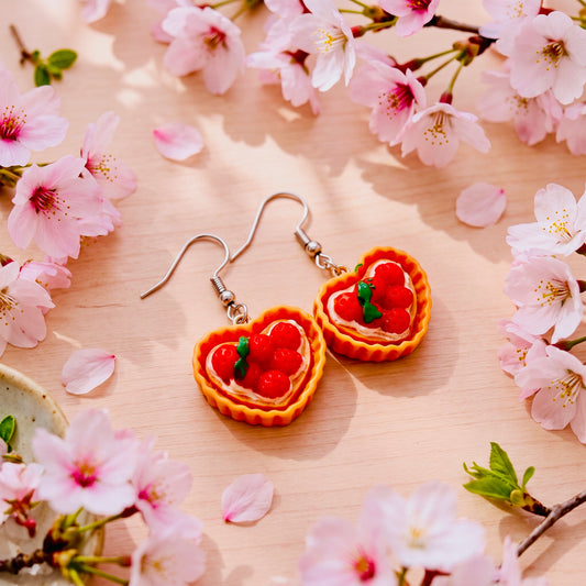 Strawberry Shortcake Adorable Kawaii Acrylic & Resin Dangle Earrings | Cute Japanese Aesthetic Gift