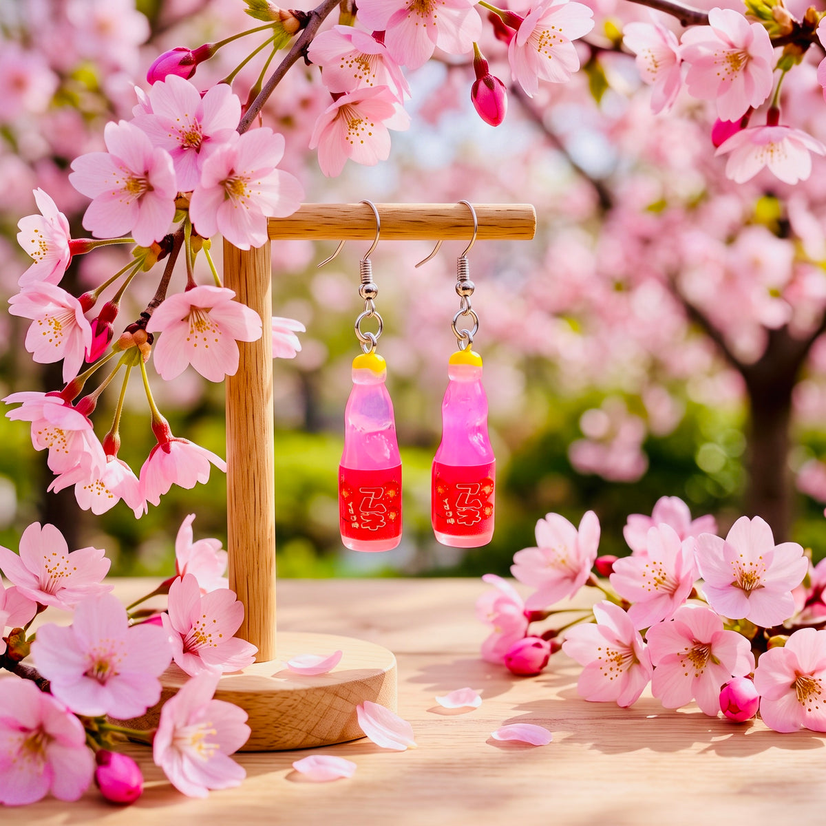 Strawberry Soda Adorable Kawaii Acrylic & Resin Dangle Earrings | Cute Japanese Aesthetic Gift