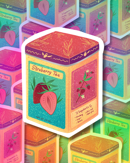 Strawberry Tea Vinyl Sticker