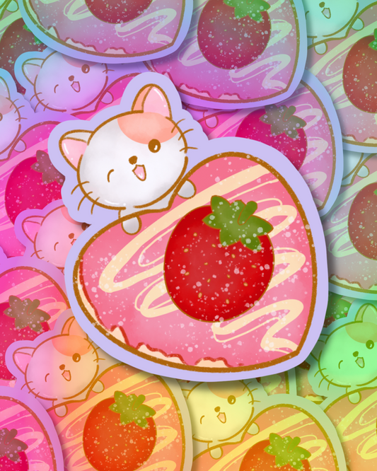 Strawberry Cat Vinyl Sticker