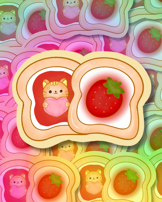 Strawberry Toast Vinyl Sticker