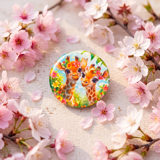 Summer Giraffes Kawaii Button Pin | Cute 1" Mini Badge | Aesthetic Backpack Pin