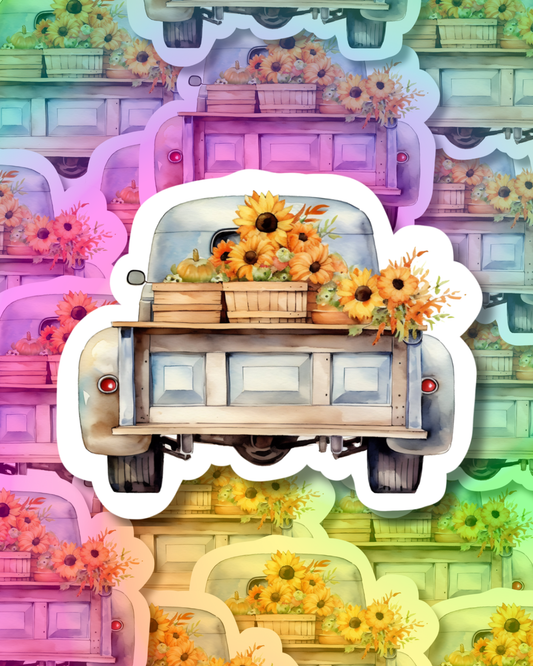 Sunflower Truck Vinyl Sticker