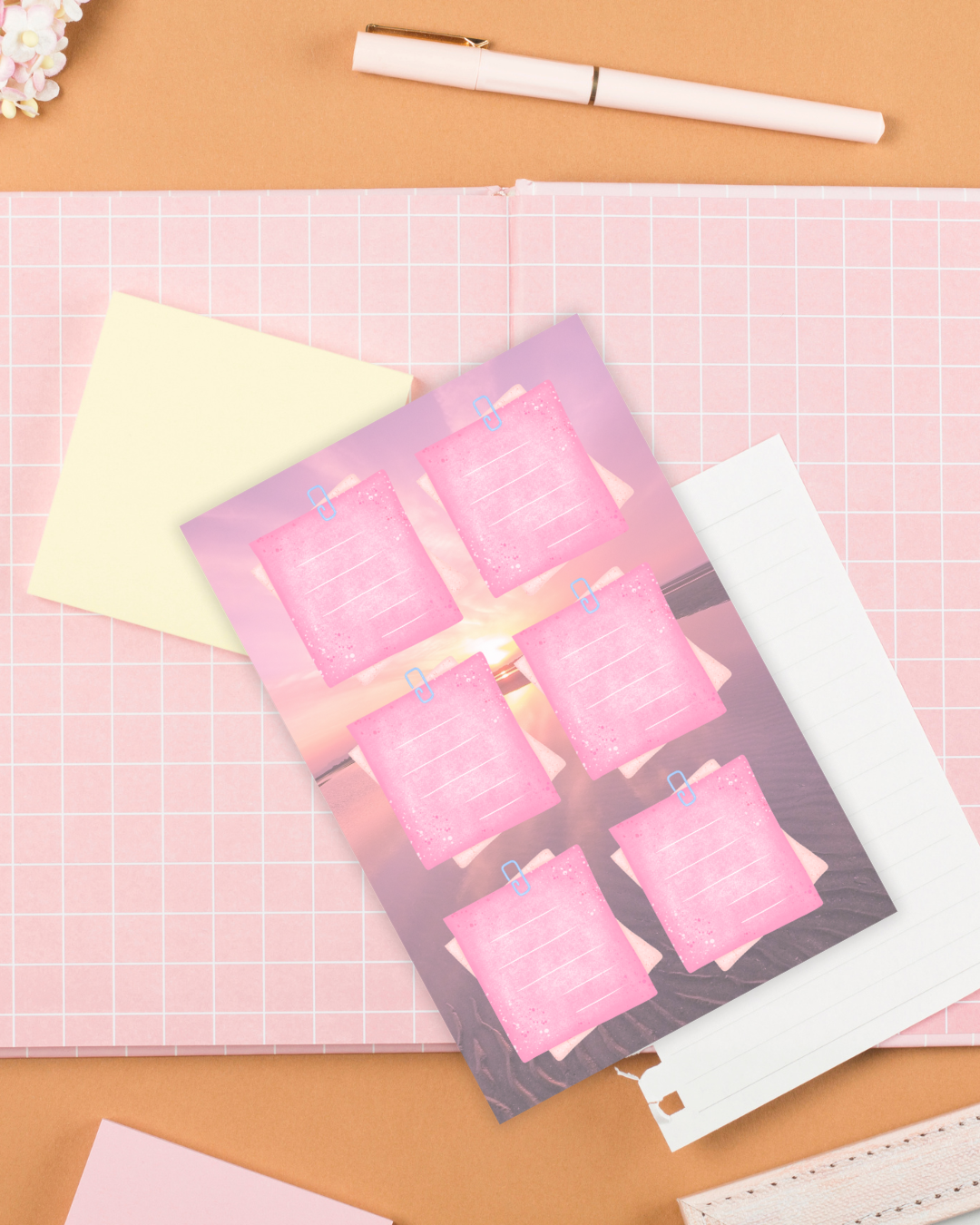 Sunset Bliss Big Notepad Aesthetic Cute Stationery Gift