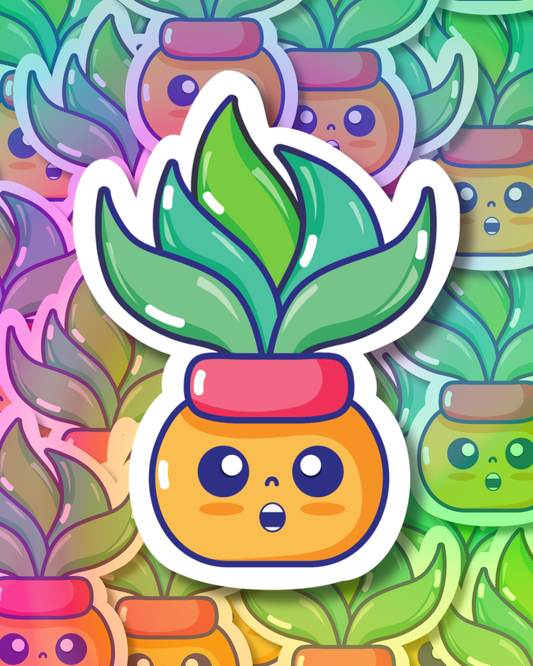 Surprised Succulent Vinyl Sticker