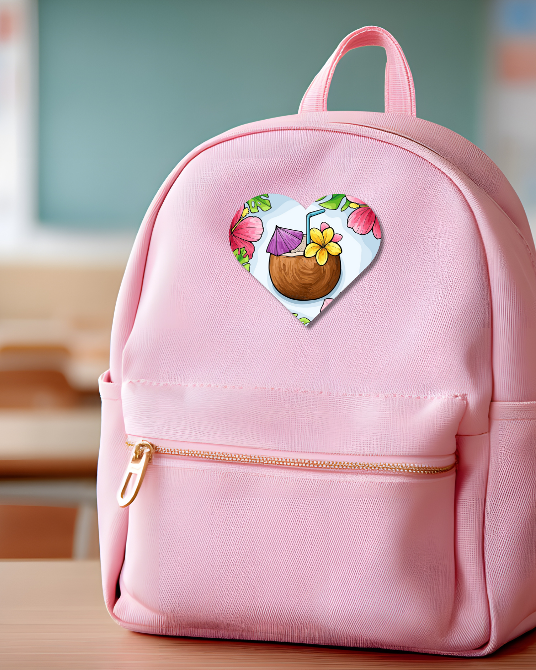 Tropical Coconut Heart Button Pin