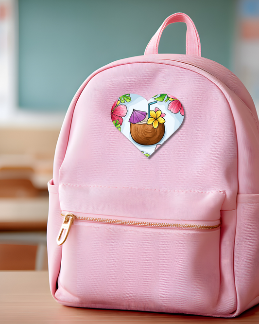 Tropical Coconut Heart Button Pin