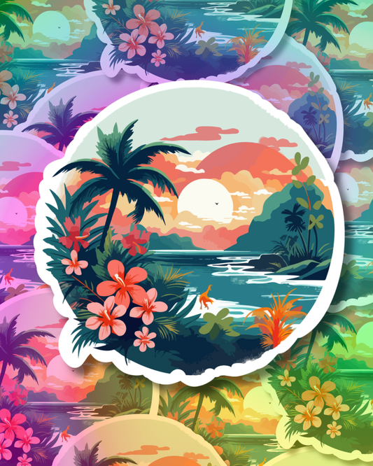 Tropical View Vinyl Sticker