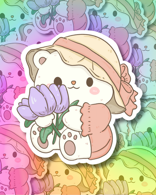 Tulip Cat Vinyl Sticker