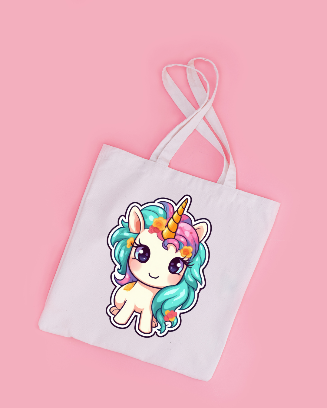 Unicorn Cutie Tote Bag Aesthetic Kawaii Gift Floral Print Handbag