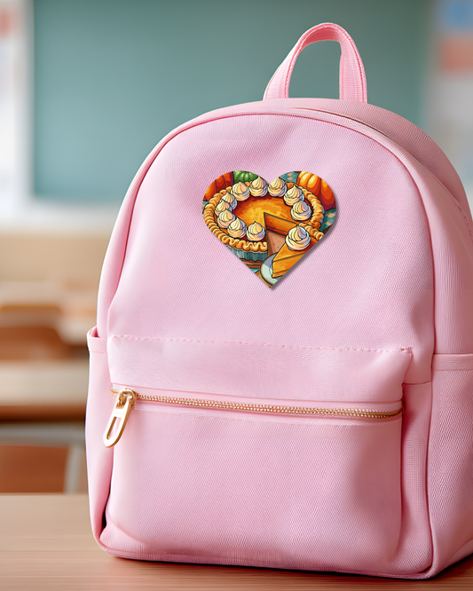 Warm Pumpkin Pie Heart Button Pin