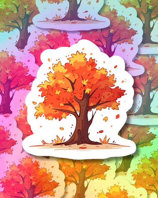 Wavy Autumn Tree Vinyl Sticker
