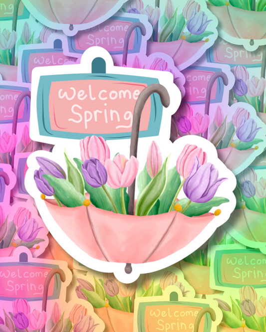 Welcome Spring Vinyl Sticker