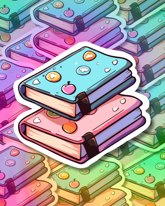 Whimsical Vibrant Books Vinyl Sticker