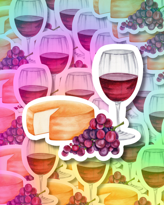 Wine & Cheese Vinyl Sticker
