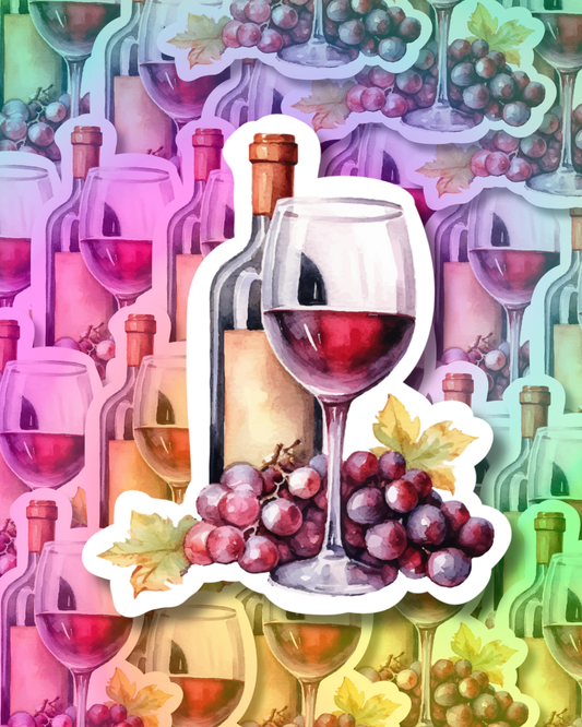 Wine & Grapes Vinyl Sticker